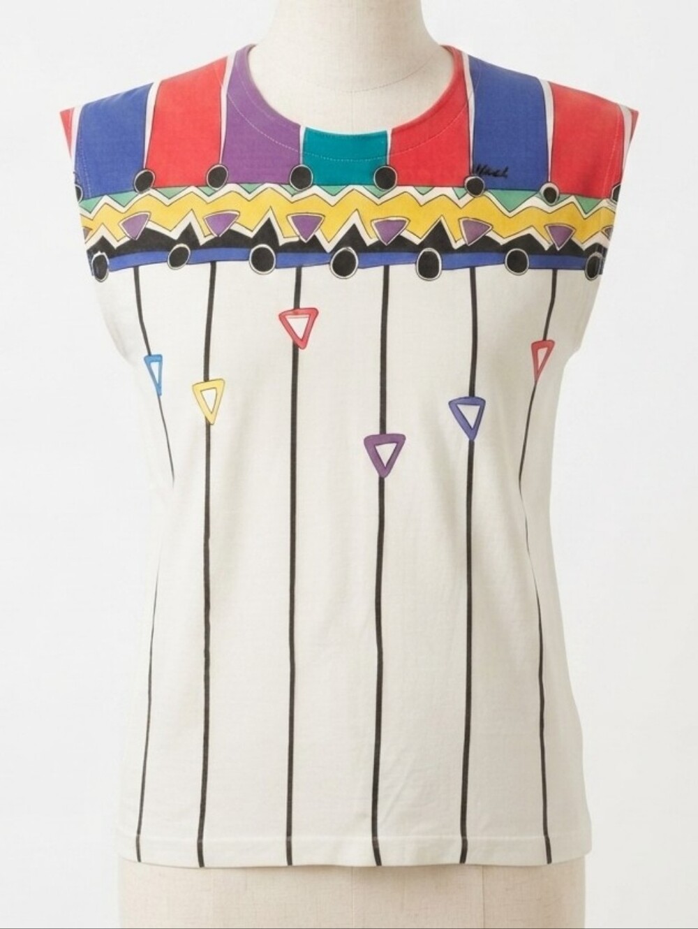 Vintage 80s 90s HEAD Sportswear Geometric Graphic Sleeveless Tee  (0240M)